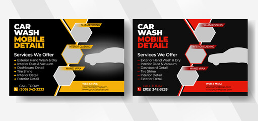 modern eddm postcard for car wash, car detailing and car rental, car service and price list postcard, auto mobile car service price list postcard