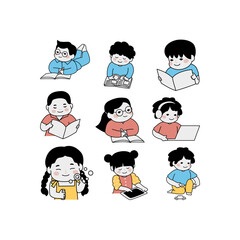 kids book reading and playing