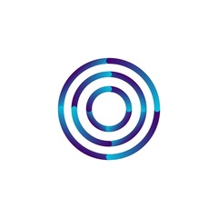 O letter vector logo with gradient circle lines