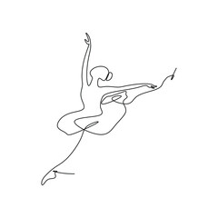 One Single Line Drawing Sexy Woman Ballerina