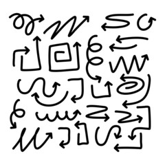 Set of Hand drawn arrow vector icons set. Sketch arrow design for business plan and education.