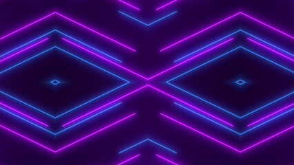 Abstract Retro style of the 80s. Sci-Fi Neon bright on black background. Laser show colorful design for banners advertising technologies.