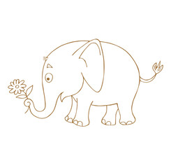 elephant with a flower art for children's