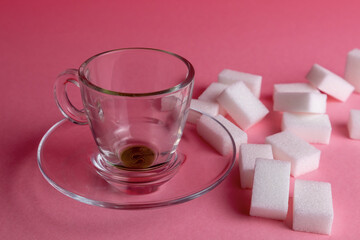 coffee cup with sugar cubes