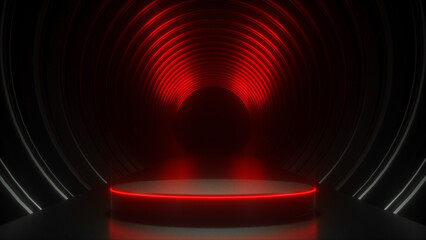 red light bulb tunnel 3D