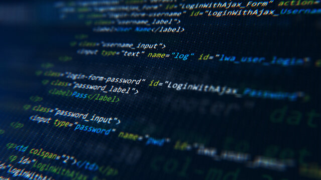 Code, HTML, php web programming source code - Abstract code background. 3d rendering