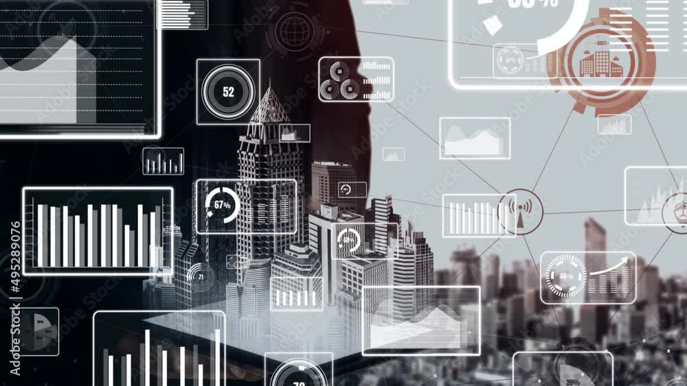 Poster conceptual business dashboard for financial data analysis . 3d render computer graphic .