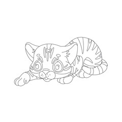 Coloring Page Outline of Cute Cat for kids Animal Coloring Page Cartoon Vector Illustration