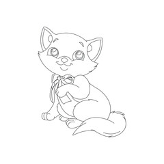 Coloring Page Outline of Cute Cat for kids Animal Coloring Page Cartoon Vector Illustration