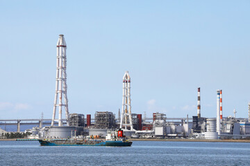 Seto-ohashi and state seaside industrial area in Sakaide-shi, Kagawa of Japan of the turn