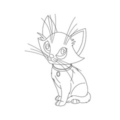 Coloring Page Outline of Cute Cat for kids Animal Coloring Page Cartoon Vector Illustration