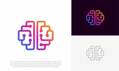 brain technology logo design vector