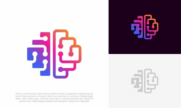 brain technology logo design vector
