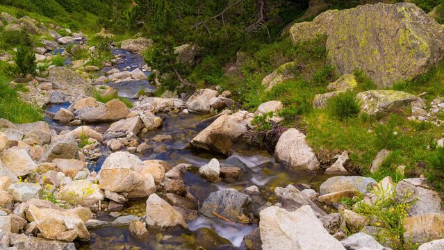 Stream Running Down French Pyrenees Mountain