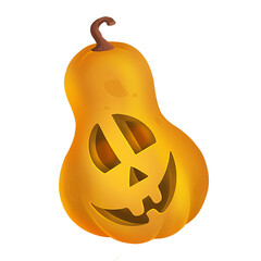 Pumpkin on white background. Orange pumpkin with smile for your design for the holiday Halloween.