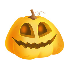 Pumpkin on white background. Orange pumpkin with smile for your design for the holiday Halloween.