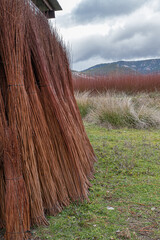 Wicker blocks collected for handicraft work