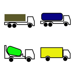 illustration vector of van set. Commercial van icons set in color.