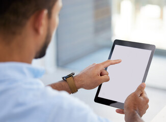 My tablet helps me stay organised. Shot of a young businessman using a digital tablet at work.