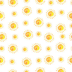 Sunny watercolor seamless pattern. Template for decorating designs and illustrations.	
