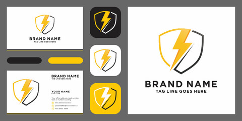 Creative Thunder Concept Logo Design with business card Template