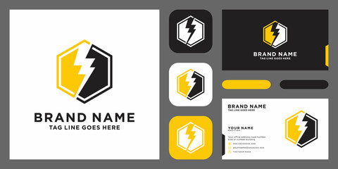 Fototapeta na wymiar Creative Thunder Concept Logo Design with business card Template
