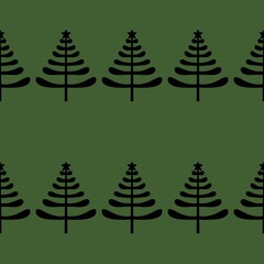 Doodle green cute Christmas tree for fabrics and gifts