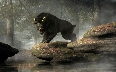 The Ozark Howler is a cryptid of Arkansas legend and folklore. Said to inhabit the northern part of the state, it's described as being bear or dog-like, with red eyes, and sometimes horns. 3Drendering
