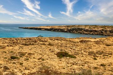 Fototapeta na wymiar Seascape Cape Greco peninsula park, Cyprus.
