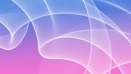 Futuristic abstract wavy lines on gradient blue-pink background, high-resolution widescreen wallpapers for computer desktop

