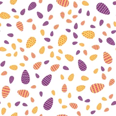 Poster Easter egg seamless pattern in cartoon flat style. Vector illustration of spring holiday colorful background © Виктория Черная