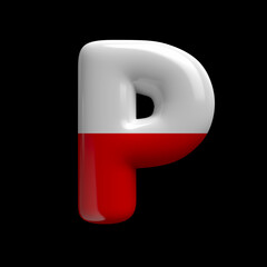 Poland flag letter P - Upper-case 3d polish font - suitable for Poland, Ukraine war or politics related subjects