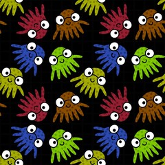 Kids seamless cartoon octopus pattern for fabrics and textiles and packaging and gifts and cards and linens