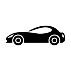 Car icon. Sports racing vehicles. Black silhouette. Side view. Vector simple flat graphic illustration. Isolated object on a white background. Isolate.