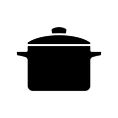 Saucepan icon. Black silhouette. Front side view. Vector simple flat graphic illustration. Isolated object on a white background. Isolate.