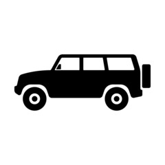 Fototapeta premium SUV icon. Off-road vehicle. Black silhouette. Side view. Vector simple flat graphic illustration. Isolated object on a white background. Isolate.