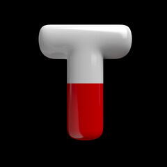 Poland flag letter T - Uppercase 3d polish font - suitable for Poland, Ukraine war or politics related subjects
