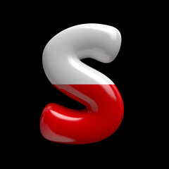 Fototapeta premium Poland flag letter S - Uppercase 3d polish font - suitable for Poland, Ukraine war or politics related subjects