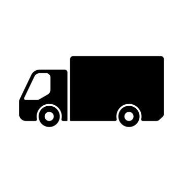 recommend clip art: Truck icon. Cargo van. Black silhouette. Side view. Vector simple flat graphic illustration. Isolated object on a white background. Isolate.