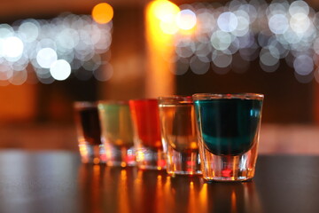 Colorful Cocktails and Blurred Background