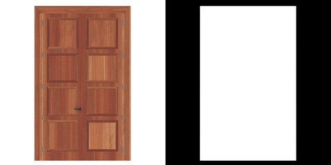 3D rendering illustration of a tall wooden door
