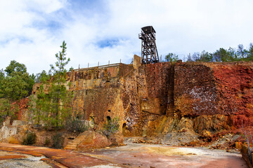 Old mining facilities of Peña del Hierro near the source of the Río Tinto in Huelva