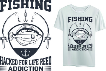 Fish t-shirt vector print mockup. Atlantic mackerel, tropical sea saltwater fishes shoal engraved illustration and typography. Fresh seafood, fisherman apparel print design template