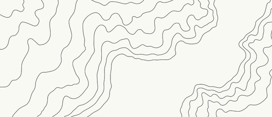 The handwrite stylized height of the topographic contour map in lines and stroke. The concept of a conditional geography scheme and the terrain path. Black on white background. Vector illustration.
