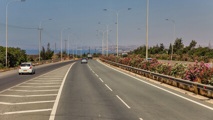 highway road to the Larnaka city, Cyprus