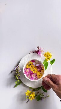 tea time cup of tea with flowers
