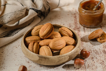 cookies nuts with sweet caramel 