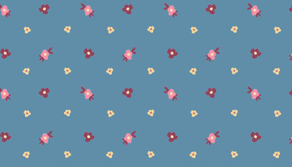 Vector illustration Pattern with flowers on a blue background