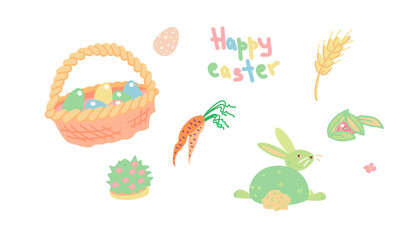 Vector illustration Set with Easter items