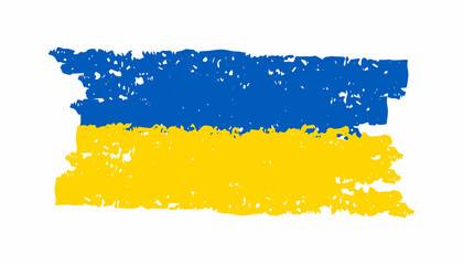 Obraz premium Hand drawn brush stroke flag of Ukraine. Vector illustration